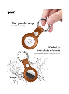 INEIX Leather Waterproof Protective Case Cover With Key Ring  For Apple AirTag Brown  - Image 3