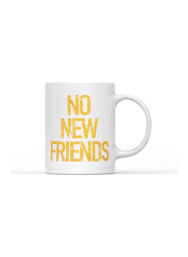 LOUD UNIVERSE No New Friends Printed Coffee Mug White/Yellow  - Image 1