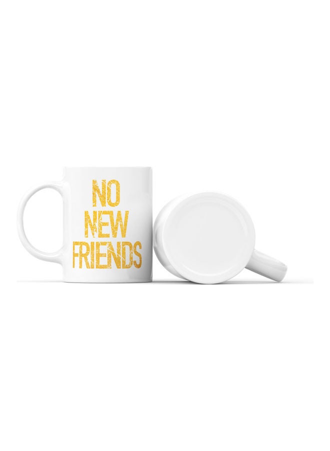 LOUD UNIVERSE No New Friends Printed Coffee Mug White/Yellow  - Image 2
