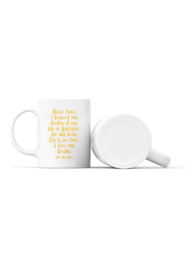 LOUD UNIVERSE Those Time I Burnt My Guitar Quote Printed Coffee Mug White/Gold  - Image 2