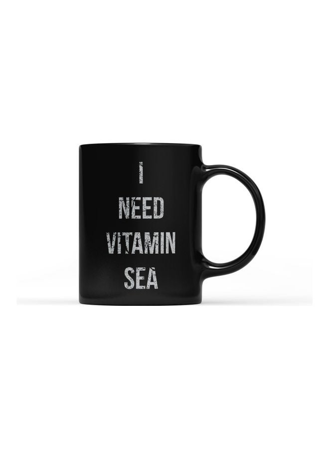 LOUD UNIVERSE Beach Life Quote Printed Coffee Mug Black/White  - Image 1