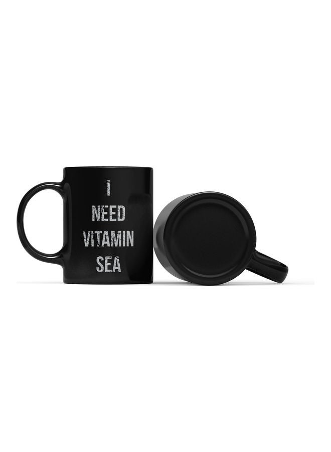 LOUD UNIVERSE Beach Life Quote Printed Coffee Mug Black/White  - Image 2