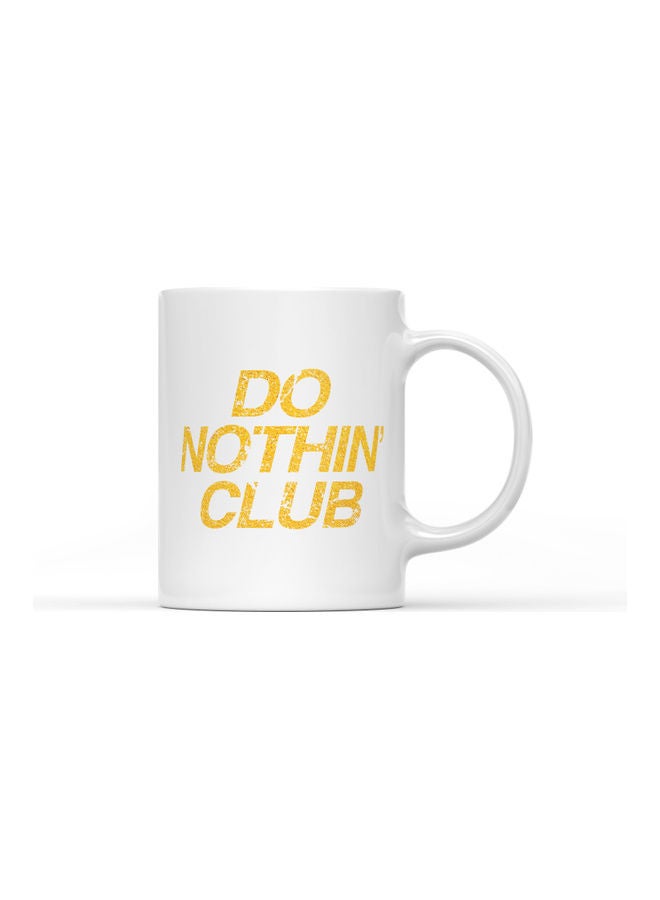 LOUD UNIVERSE Do Nothing Club Printed Coffee Mug White/Yellow  - Image 1