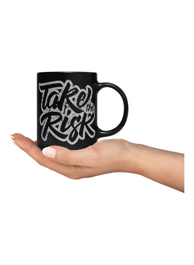 LOUD UNIVERSE Take Risk Quote Printed Coffee Mug Black/Grey  - Image 3