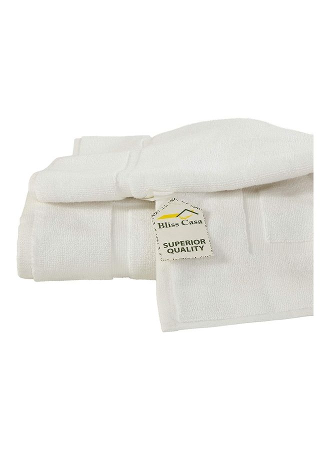 Bliss Casa - Pack Of 2 1000 GSM Genuine Ring Spun Cotton Highly Absorbent Cotton Banded Washable Bathroom Floor Towel Bath Mat Set White 50x80cm - Image 1