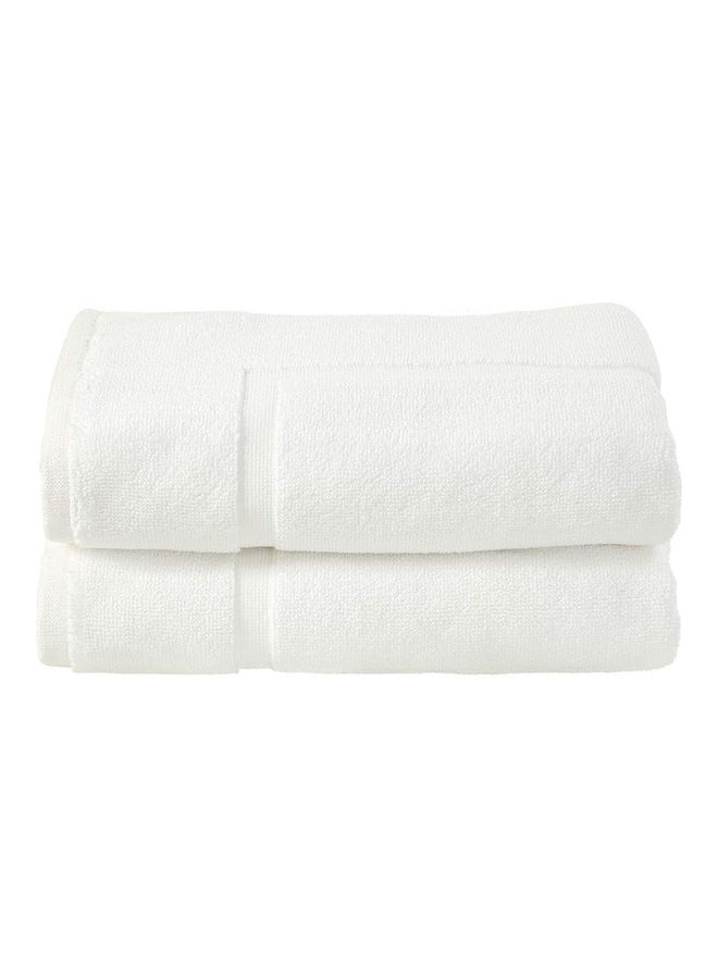 Bliss Casa - Pack Of 2 1000 GSM Genuine Ring Spun Cotton Highly Absorbent Cotton Banded Washable Bathroom Floor Towel Bath Mat Set White 50x80cm - Image 1