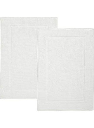 Pack Of 2 1000 GSM Genuine Ring Spun Cotton Highly Absorbent Cotton Banded Washable Bathroom Floor Towel Bath Mat Set White 50x80cm - v1629895044/N49966183A_7