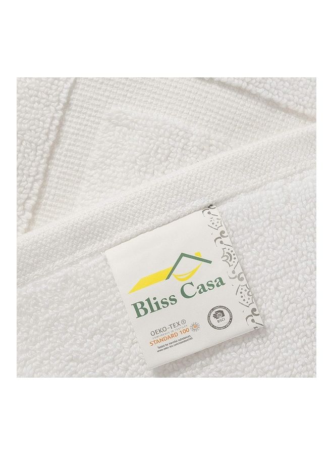 Bliss Casa - Pack Of 2 1000 GSM Genuine Ring Spun Cotton Highly Absorbent Cotton Banded Washable Bathroom Floor Towel Bath Mat Set White 50x80cm - Image 1