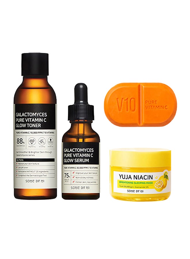 Some by Mi - Galactomyces Pure Vitamin C Glow Toner + serum + yuja niacin brightening sleeping mask + V10 pure vitamin C soap bar 200ml-60g-30ml-106g - Image 1