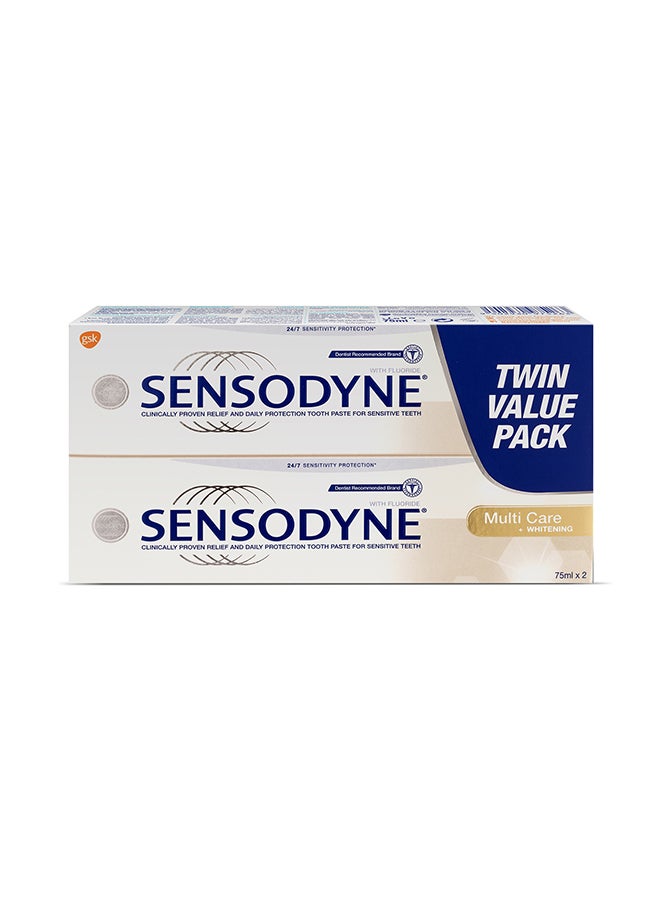 Sensodyne Multi Care Whitening Toothpaste For Sensitive Teeth 75ml Pack of 2 white 75ml