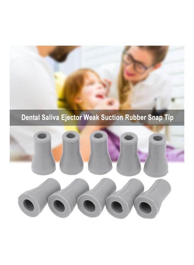 Generic - 10-Piece Dental Saliva Ejector Weak Suction Rubber Snap Tip Adapter Replacement Tool Grey 10 X 3 X 6cm - Image 1