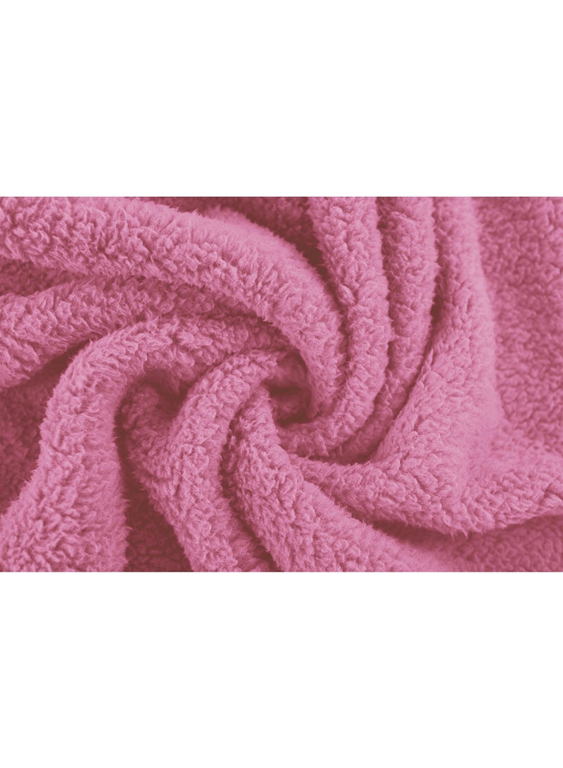 Noon East - Bathrobe - 240 GSM Faux Fur Fleece Ultra Soft, Soft Touch - Shawl Collar & Pocket - Pink Color - 1 Piece Pink - Image 1