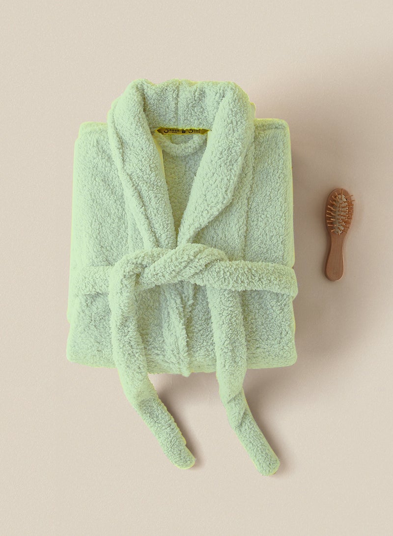 Noon East Bathrobe - 240 GSM Faux Fur Fleece Ultra Soft, Soft Touch - Shawl Collar & Pocket - Mint Green Color - 1 Piece Mint Green  - Image 1