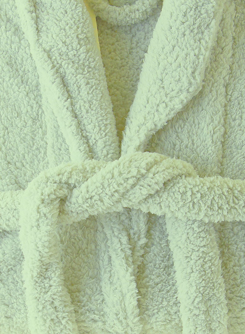 Noon East Bathrobe - 240 GSM Faux Fur Fleece Ultra Soft, Soft Touch - Shawl Collar & Pocket - Mint Green Color - 1 Piece Mint Green  - Image 3