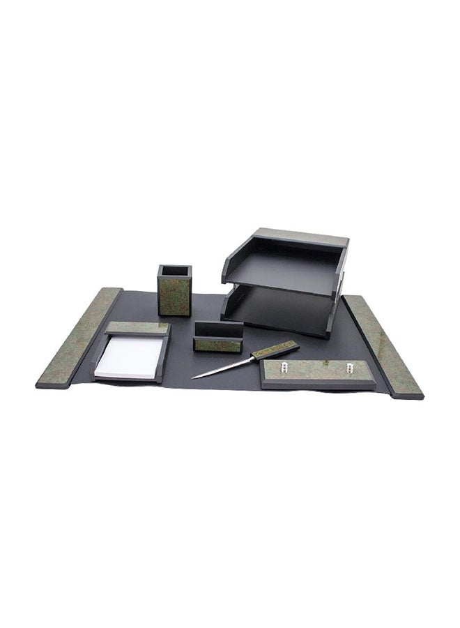 7-Piece Component Desk Set Black/Green
