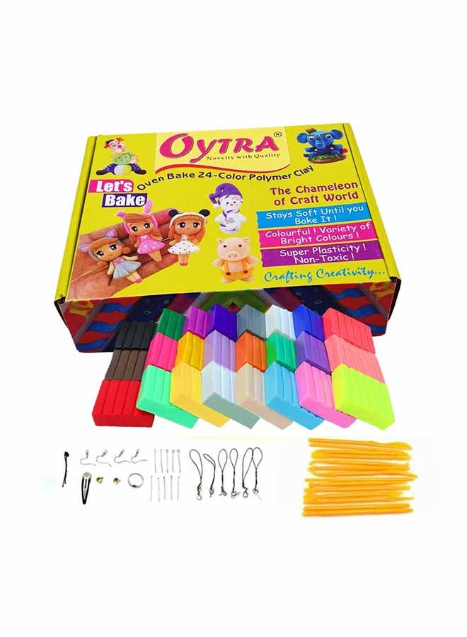 Beauenty - 24-Colors Polymer Dry Modelling Clay Set With 5-Piece Tool Durable And Sturdy 37.6x28.7x11.7cm - Image 1