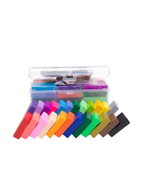 24-Colors Polymer Dry Modelling Clay Set With 5-Piece Tool Durable And Sturdy 37.6x28.7x11.7cm