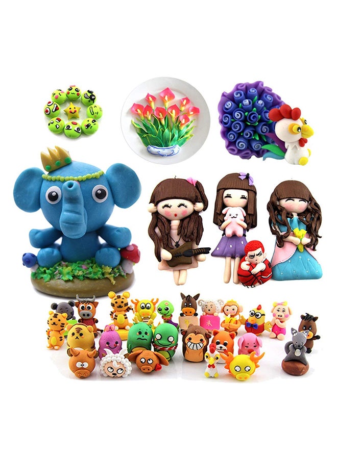 Beauenty - 24-Colors Polymer Dry Modelling Clay Set With 5-Piece Tool Durable And Sturdy 37.6x28.7x11.7cm - Image 1