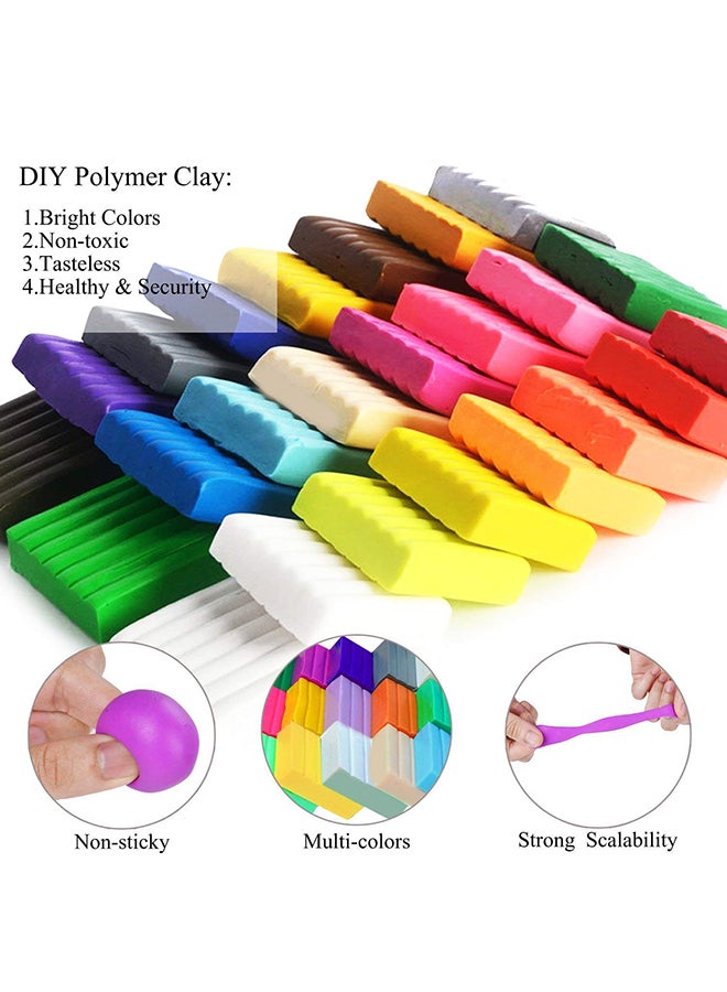 Beauenty - 24-Colors Polymer Dry Modelling Clay Set With 5-Piece Tool Durable And Sturdy 37.6x28.7x11.7cm - Image 1