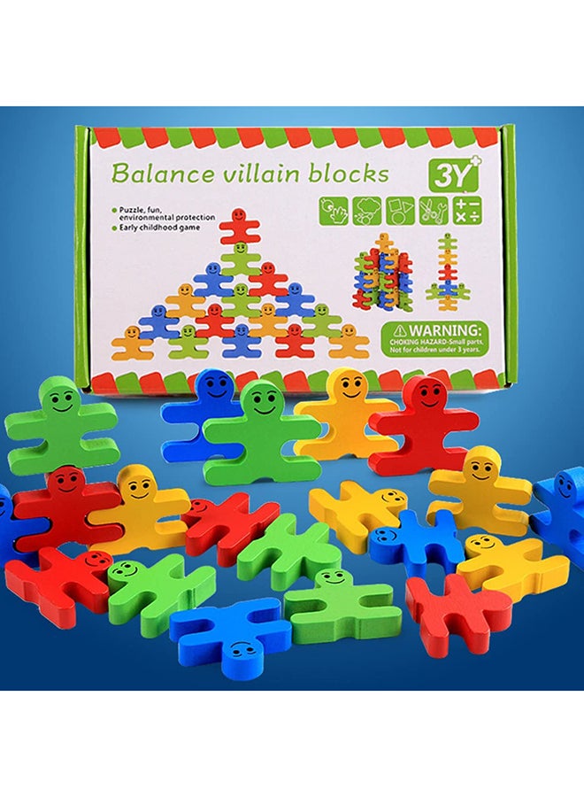 Beauenty - 16-Piece Creative Wooden Toy Balance Villain Building Puzzle Stacking Blocks Set - Image 1