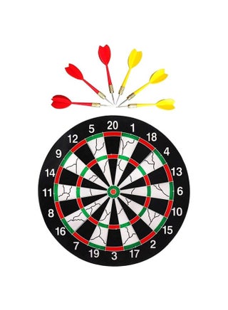 Wooden Double Faced Dart Board Game Set 17inch - v1629899713/N32593597A_1
