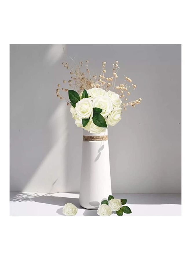 Alfa.life 50-Piece Real Looking Ivory Foam Fake Roses with Stems White  - Image 4