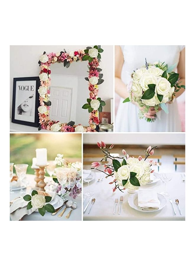 Alfa.life 50-Piece Real Looking Ivory Foam Fake Roses with Stems White  - Image 5