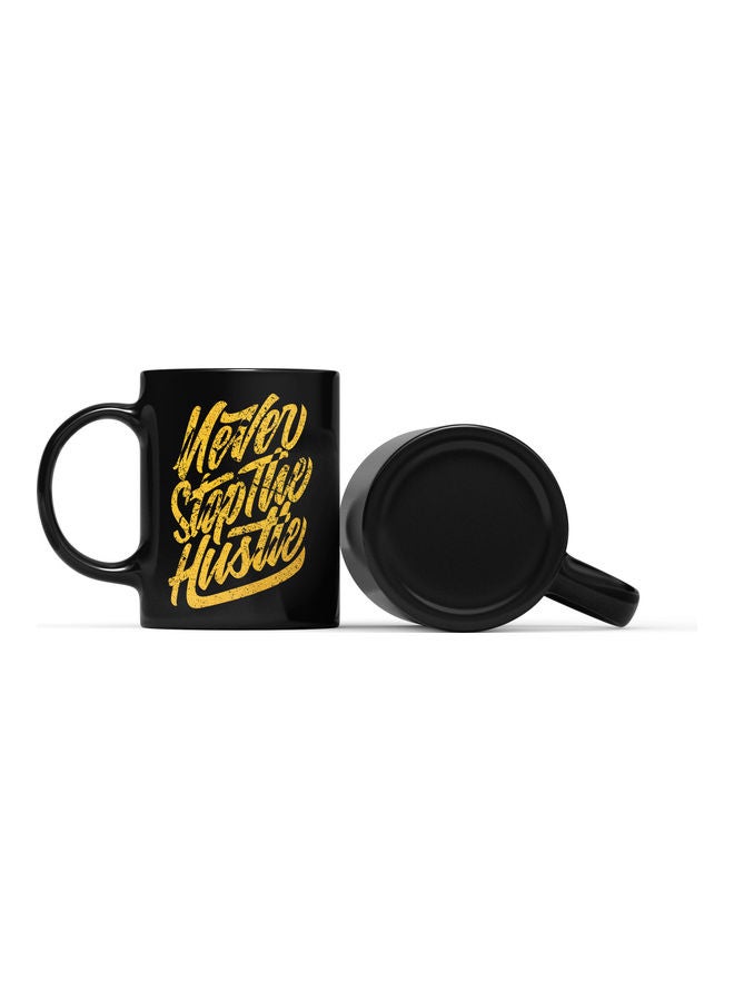 LOUD UNIVERSE Never Stop Quote Printed Mugs Black/Gold  - Image 2