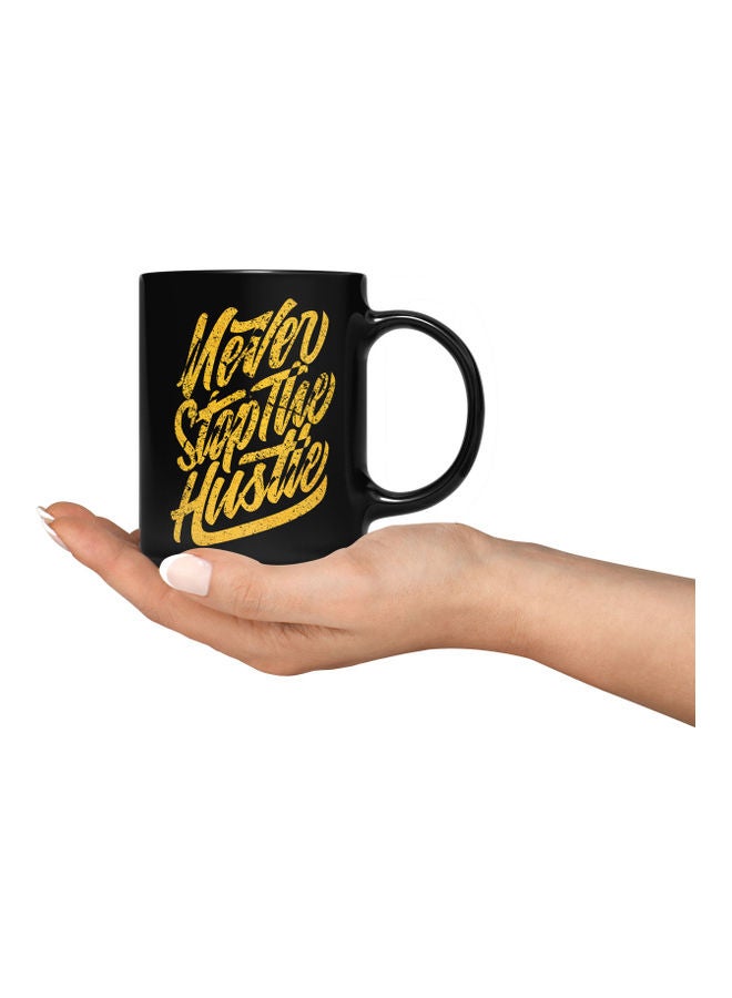 LOUD UNIVERSE Never Stop Quote Printed Mugs Black/Gold  - Image 3