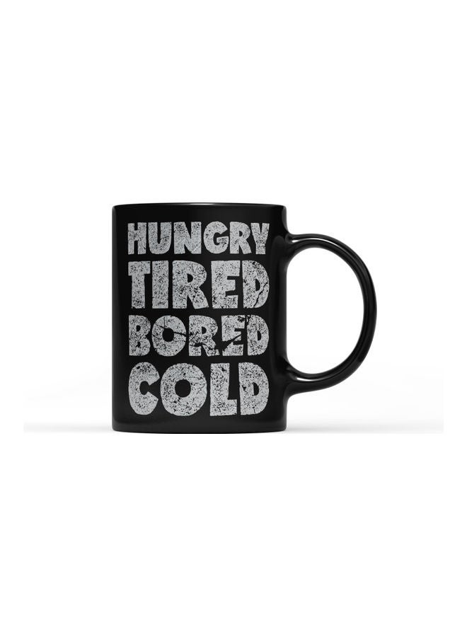 LOUD UNIVERSE Hungry Tired Quote Printed Coffee Mug Black/Grey  - Image 1