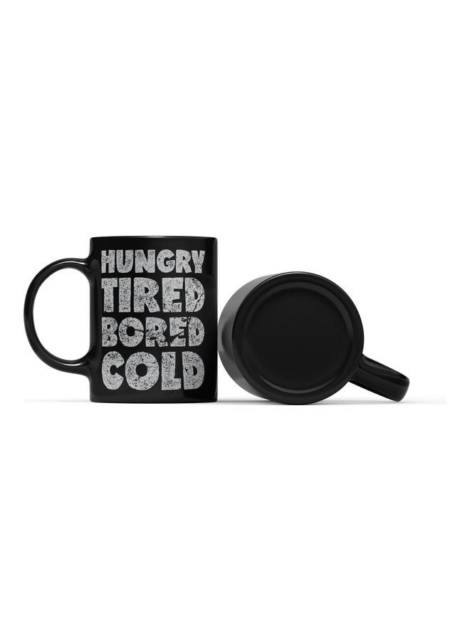 LOUD UNIVERSE Hungry Tired Quote Printed Coffee Mug Black/Grey  - Image 2