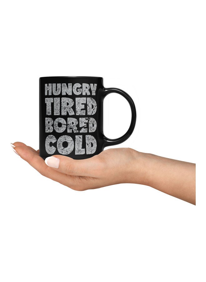 LOUD UNIVERSE Hungry Tired Quote Printed Coffee Mug Black/Grey  - Image 3