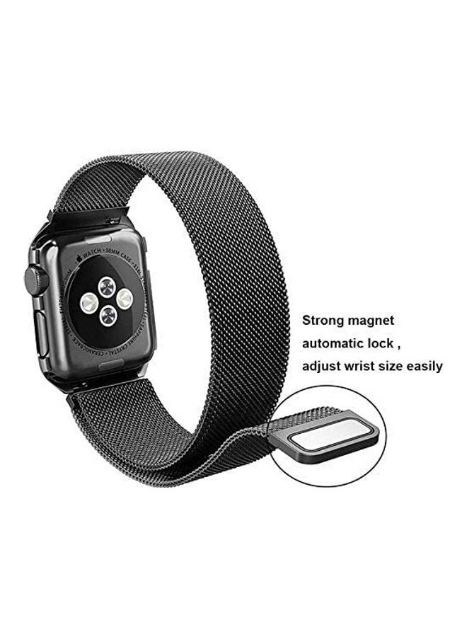 MARGOUN - Stainless Steel Milanese Loop Mesh Band for Apple Watch 7/6/SE/5/4/3/2/1 38mm/40mm/41mm Black - Image 1