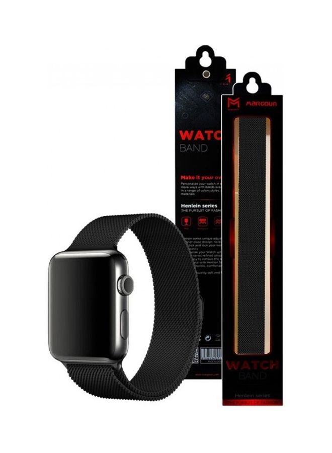MARGOUN - Stainless Steel Milanese Loop Mesh Band for Apple Watch 7/6/SE/5/4/3/2/1 38mm/40mm/41mm Black - Image 1