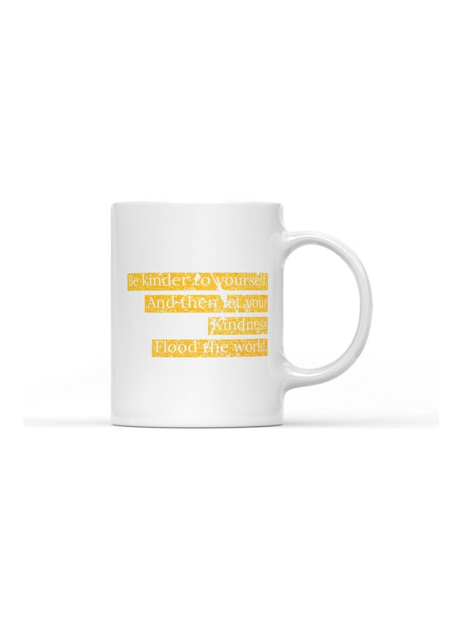LOUD UNIVERSE Be Kind Kindness Quote Printed Coffee Mug White/Yellow  - Image 1