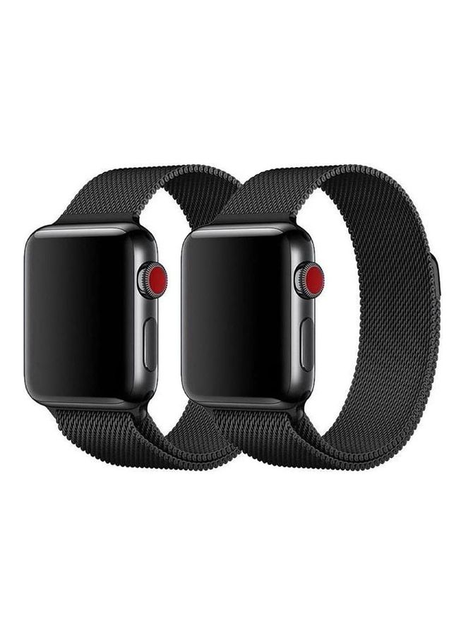 MARGOUN - 2-Piece Milanese Replacement Bands For Apple Watch SE/6/5/4/3/2/1 42/44mm Black - Image 1