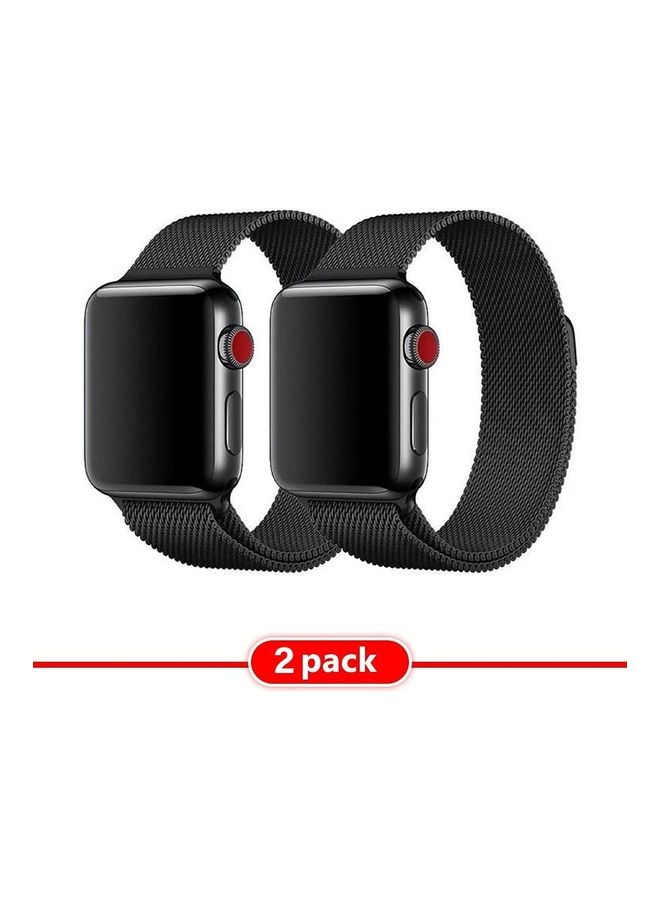 MARGOUN - 2-Piece Milanese Replacement Bands For Apple Watch SE/6/5/4/3/2/1 42/44mm Black - Image 1