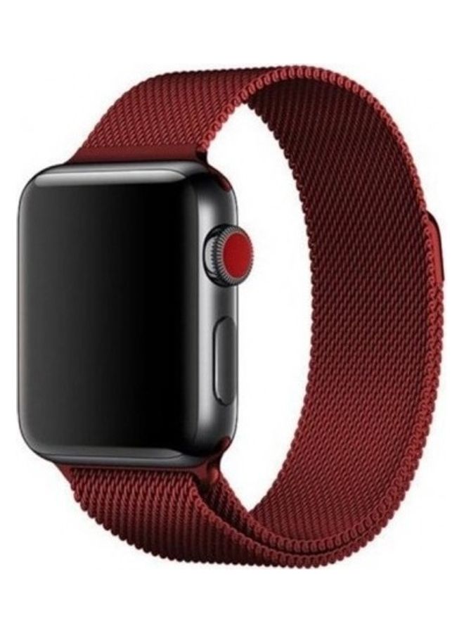 MARGOUN - Stainless Steel Milanese Loop Mesh Band for Apple Watch 7/6/SE/5/4/3/2/1 38mm/40mm/41mm Wine Red - Image 1