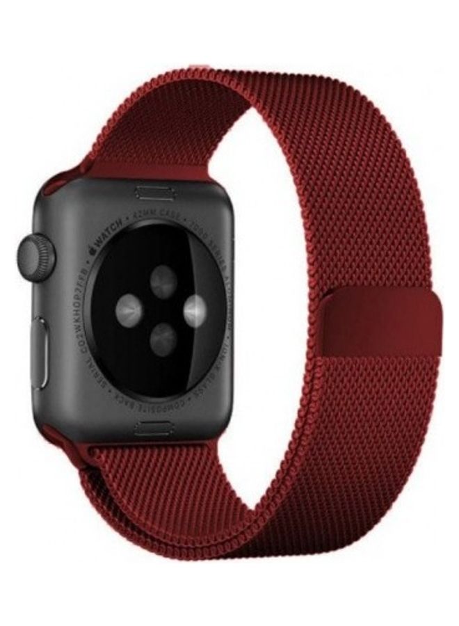 MARGOUN - Stainless Steel Milanese Loop Mesh Band for Apple Watch 7/6/SE/5/4/3/2/1 38mm/40mm/41mm Wine Red - Image 1