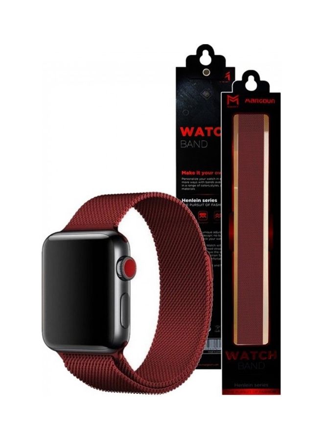 MARGOUN - Stainless Steel Milanese Loop Mesh Band for Apple Watch 7/6/SE/5/4/3/2/1 38mm/40mm/41mm Wine Red - Image 1