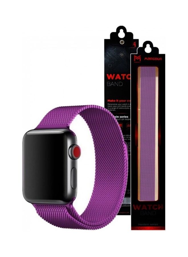 MARGOUN Stainless Steel Milanese Loop Mesh Band for Apple Watch 7/6/SE/5/4/3/2/1 42mm/44mm/45mm Purple - Image 3