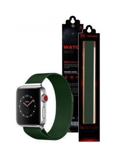 MARGOUN Stainless Steel Milanese Loop Mesh Band for Apple Watch 7/6/SE/5/4/3/2/1 42mm/44mm/45mm Dark Green  - Image 2