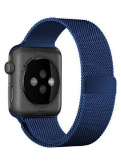 MARGOUN Stainless Steel Milanese Loop Mesh Band for Apple Watch 7/6/SE/5/4/3/2/1 42mm/44mm/45mm Dark Blue  - Image 2