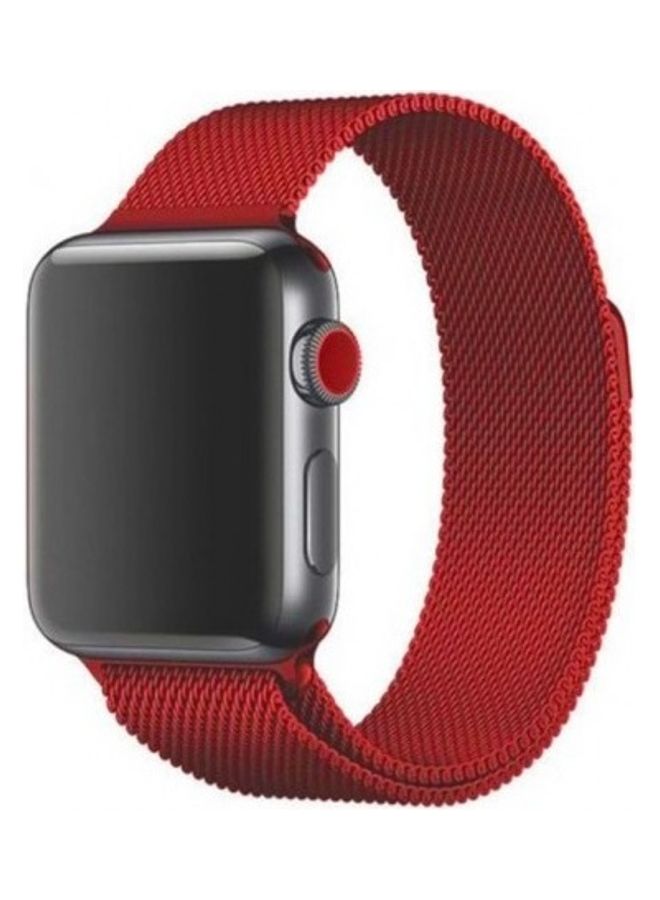 MARGOUN - Stainless Steel Milanese Loop Mesh Band for Apple Watch 7/6/SE/5/4/3/2/1 42mm/44mm/45mm Red - Image 1