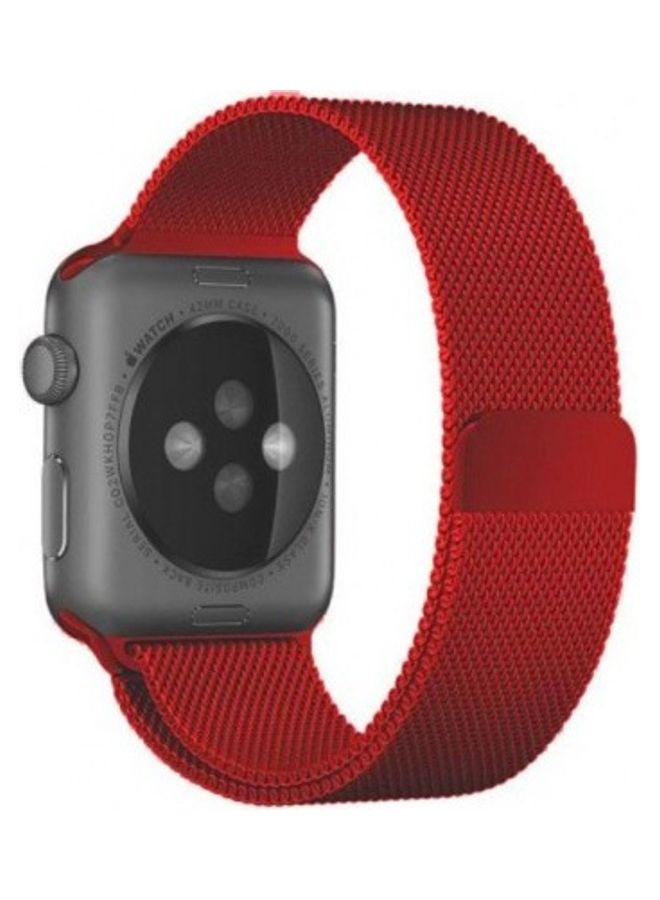MARGOUN - Stainless Steel Milanese Loop Mesh Band for Apple Watch 7/6/SE/5/4/3/2/1 42mm/44mm/45mm Red - Image 1