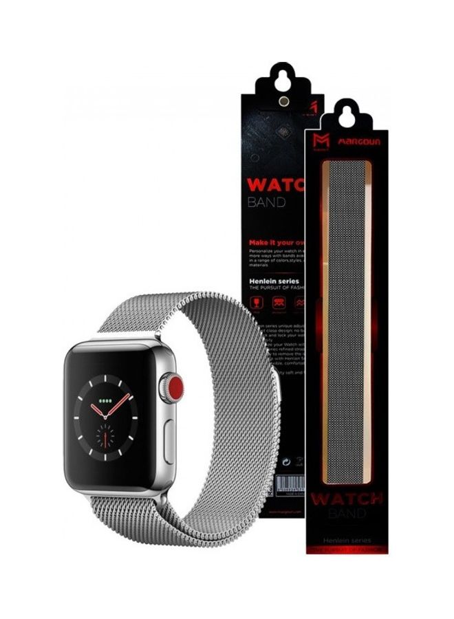 MARGOUN - Stainless Steel Milanese Loop Mesh Band for Apple Watch 7/6/SE/5/4/3/2/1 42mm/44mm/45mm Silver - Image 1