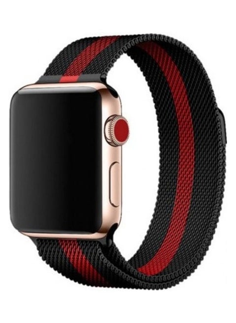 Stainless Steel Milanese Loop Mesh Band for Apple Watch 7/6/SE/5/4/3/2/1 38mm/40mm/41mm Black/Red