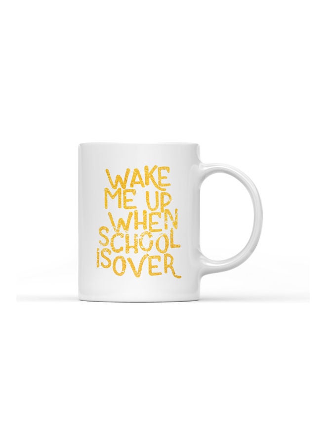 LOUD UNIVERSE Wake Me Up Quote Printed Coffee Mug White/Gold  - Image 1