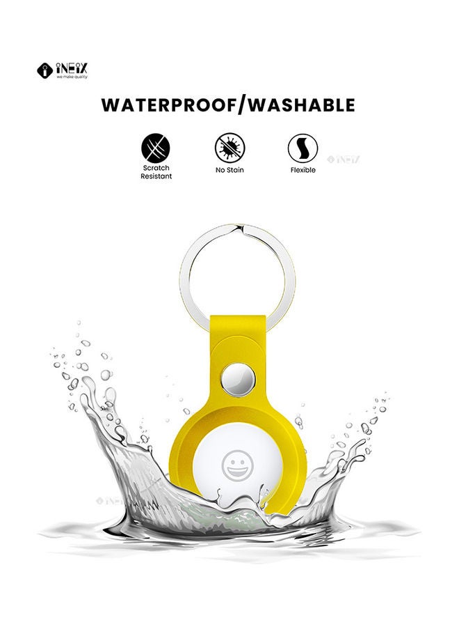 INEIX - Protective Case Cover With Key Ring For Apple AirTag Yellow/Silver - Image 1