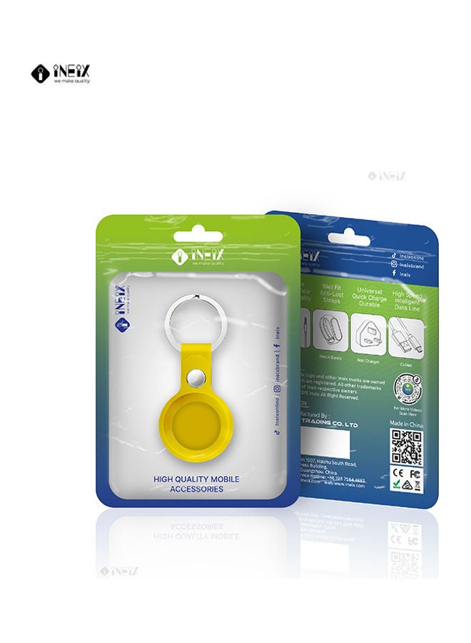 INEIX - Protective Case Cover With Key Ring For Apple AirTag Yellow/Silver - Image 1
